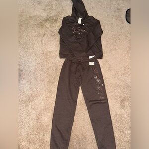 NEW WITH TAGS Jumpsuit Set ONLY Jogger pants in BROWN